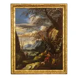 Pietro Montanini, Paesaggio con il battesimo di Cristo, oil on canvas