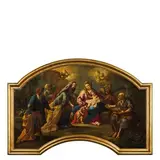 Madonna con il Bambino, San Giovannino e i Santi Gioacchino, Zaccaria, Anna, Elisabetta e Giuseppe by Giovanni Battista Lama, oil on canvas, offered Nov 2016