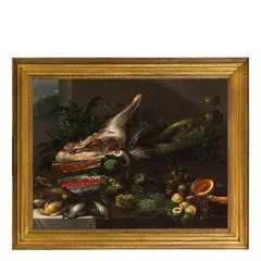 Paul de Vos, Natura morta con cacciagione, uva e ortaggi, oil on canvas