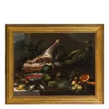 Paul de Vos, Natura morta con cacciagione, uva e ortaggi, oil on canvas
