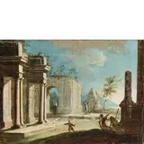 Capriccio by Raffaele Rinaldi detto il Menia, oil on canvas cm 20X28, offered Nov 2016