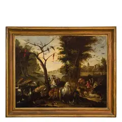 Lambert de Hondt, Paesaggio con animali, oil on canvas