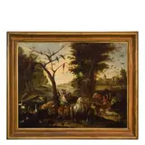 Lambert de Hondt, Paesaggio con animali, oil on canvas