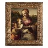 Giovanni Brini, o MICHELE TOSINI detto MICHELE DI RIDOLFO DEL GHIRLANDAIO / Madonna con il Bambino e San Giovannino, oil on panel