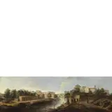 Paolo Anesi, Veduta del Tevere, con l'Aventino e il complesso di San Michele a Ripa Grande
