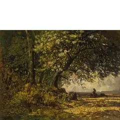 Carlo Mancini, Milano 1829 - 1910 / Paesaggio con figure sullo sfondo / Firmato 'C Mancini' in basso a sinistra, oil on canvas