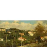 Luigi Crisconio, Napoli 1893 - Portici (NA) 1946 / Paesaggio campestre con contadinelle / Firmato 'Crisconio' in basso a destra, oil on canvas