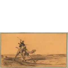 Busseto (Pr) 1826 - Cavoretto (To) 1899 / Il corriere del deserto / Iscrizione e firma 'Pasini' in basso a sinistra by Alberto Pasini, pencil on paper, offered Nov 2016