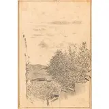Telemaco Signorini, Firenze 1835 - 1901 / Colline di Settignano da un muro di cinta / Monogramma 'TS' e datato 1897 in basso a destra / Etichetta cartacea della mostra di Riomaggiore, pencil on paper