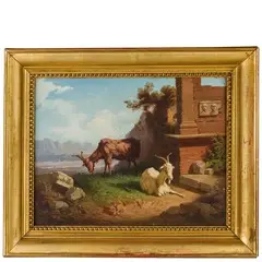 Andrea Cherubini, 1833 - ? / Paesaggio romano con rovine e capre / Firmato 'A Cherubini' e datato '1870 Roma' in basso a sinistra, oil on canvas