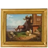 Andrea Cherubini, 1833 - ? / Paesaggio romano con rovine e capre / Firmato 'A Cherubini' e datato '1870 Roma' in basso a sinistra, oil on canvas