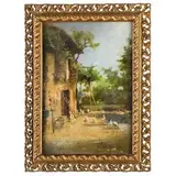 Emilio Borsa, Milano 1857 - Monza 1931 / Casolare con oche nell'aia / Firmato 'Emilio Borsa' in basso a destra, oil on canvas
