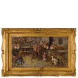 Tito Pellicciotti, Barisciano (Aq) 1871 - Aquila 1950 / Animali nella stalla / Firmato 'T Pellicciotti' in basso a destra