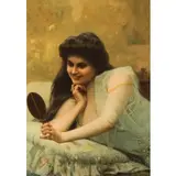 Luigi Sorio, Cerea (Verona) 1838 - Milano 1909 / Fanciulla che si specchia / Firmato 'L Sorio'in basso a sinistra, oil on canvas