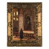 Alberto Ziveri, Roma 1908 - 1989 / Interno di chiesa con figura / Firmato 'A Ziveri' in basso a sinistra