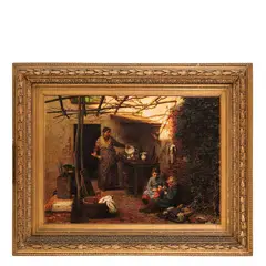 Raffaele Giannetti, Porto Maurizio 1837 - Genova 1915 / Giochi di bimbe nel cortile / Firmato 'R Giannetti' in basso a sinistra, oil on canvas