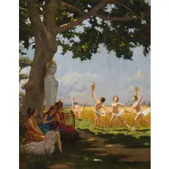 Romeo Bonomelli, Bergamo 1871 - 1943 / La festa del grano / Firmato 'R Bonomelli' e datato 1905 in basso a sinistra, oil on canvas