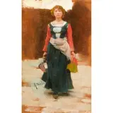 Firenze 1844 - 1931 / Figurina femminile / Firmato 'R Sorbi' in basso a sinistra by Raffaello Sorbi, oil on panel, offered Nov 2016