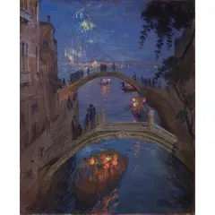 Ferruccio Scattola, Venezia 1873 - Roma 1950 / La Festa del Redentore a Venezia / Firmato 'F Scattola' in basso a sinistra, oil on canvas