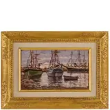 Enrico Reycend, Torino 1855 - 1928 / Nel Porto di Savona / Firmato 'Reycend' in basso a sinistra, titolato e firmato sul retro, oil on tavoletta