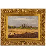 Enrico Reycend, Torino 1855 - 1928 / Paesaggio con figure / Firmato 'Reycend' in basso a destra, oil on cardboard