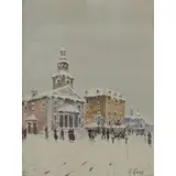 Torino 1858 - 1936 / Veduta cittadina con chiesa e figure sotto la neve / Veduta cittadina con chiesa e figure sotto la neve / Firmati 'A Rossi' in basso a destra by Alberto Rossi, Acquarello su carta, offered Nov 2016
