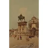 Bologna 1859 - Venezia 1944 / Piazza con figure / Firmato 'E Brugnoli' in basso a destra by Emanuele Brugnoli, Acquarello su carta, offered Nov 2016