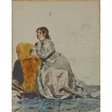 Eleuterio Pagliano, Casale Monferrato 1826 - Milano 1903 / Fanciulla in un interno / Firmato 'E Pagliano' in basso a destra