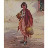Clemente Tafuri, Salerno 1903 - Genova Pegli 1971 / Popolana con anfora / Firmato 'C Tafuri' in basso a destra, oil on canvas