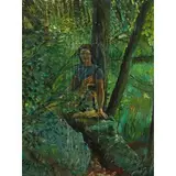 Paolo Ghiglia, Alessandria 1889 - 1915 / Fanciulla nel bosco / Firmato 'P Ghiglia' in basso a sinistra, oil on canvas