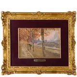 Francesco Gioli, San Frediano a Settimo (PI) 1846 - Firenze 1922 / Veduta di Parigi lungo la Senna / Firmato 'F Gioli' in basso a destra
