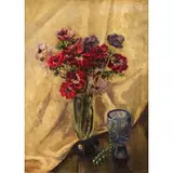 Carlo Socrate, Mezzana Bigli (Pv) 1889 - Roma 1967 / Natura morta con anemoni e bicchiere di cristallo / Firmato 'C. Socrate' in basso a sinistra, oil on canvas