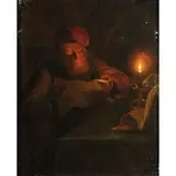 Godfried Schalcken, Ritratto di vecchio a lume artificiale, oil on canvas