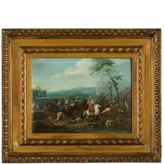 August Querfort, Scena di battaglia, oil on panel