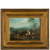 August Querfort, Scena di battaglia, oil on panel