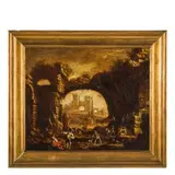Clemente Spera, Capriccio architettonico con accampamento militare, oil on canvas