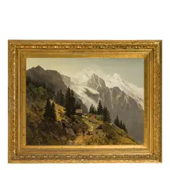 Carl Prestele, Paesaggio montano con figure / Firmato 'C Prestele' e datato 1885 in basso a sinistra, oil on canvas
