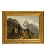 Carl Prestele, Paesaggio montano con figure / Firmato 'C Prestele' e datato 1885 in basso a sinistra, oil on canvas