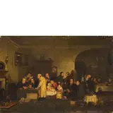David Wilkie, The rent day / Firmato 'David Wilkie' in basso a sinistra, oil on canvas