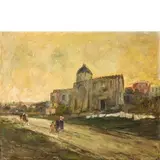 Nicolas De Corsi, Veduta di paese con figure / Firmato 'De Corsi' in basso a destra, oil on canvas
