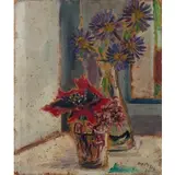 Ferrara 1896 - Milano 1956 / Vaso di fiori, 1926 by Filippo de Pisis, oil on masonite, offered May 2017