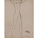 Kees van Dongen, Rotterdam 1877 - Monte Carlo 1968 / La Marquise C.,1918, ink and matita on cartoncino
