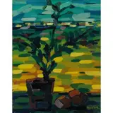 Mino Delle Site, Lecce 1914 - Roma 1996 / Paesaggio dalla finestra, oil on panel