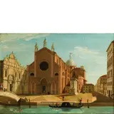 Bernardino Bison, Venezia veduta della Chiesa dei SS. Giovanni e Paolo, oil on panel