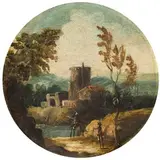 Alessio de Marchis, Paesaggio con torrente, mulino e figure