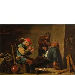 David Teniers, Interno di osteria con fumatori, oil on panel