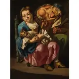 Gaspare Traversi, Bimba seduta con un gatto in grembo, e una vecchia popolana, oil on canvas