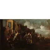 Coppia di scene popolaresche by Matteo Ghidoni detto Dei Pitocchi, oil on canvas cm 48X78 (2), offered May 2017