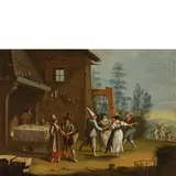 Marco Marcola, Scena carnevalesca, oil on canvas