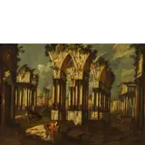 Gaetano Ottani, Coppia di capricci architettonici, oil on canvas
